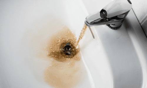 dirty water coming out of faucet
