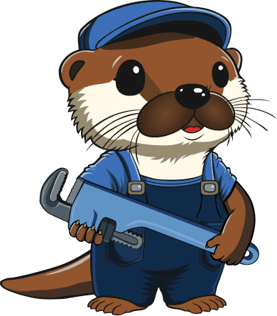 Plumber mascot with wrench